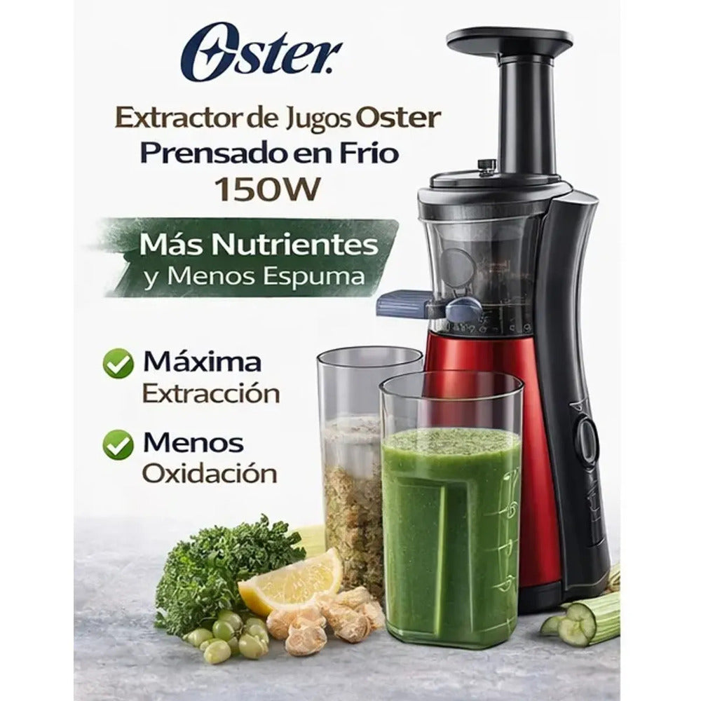 Extractor de Jugos Oster Prensado en Frío 150W Slow Juicer Más Nutrientes y Menos Espuma FPSTJE4000R