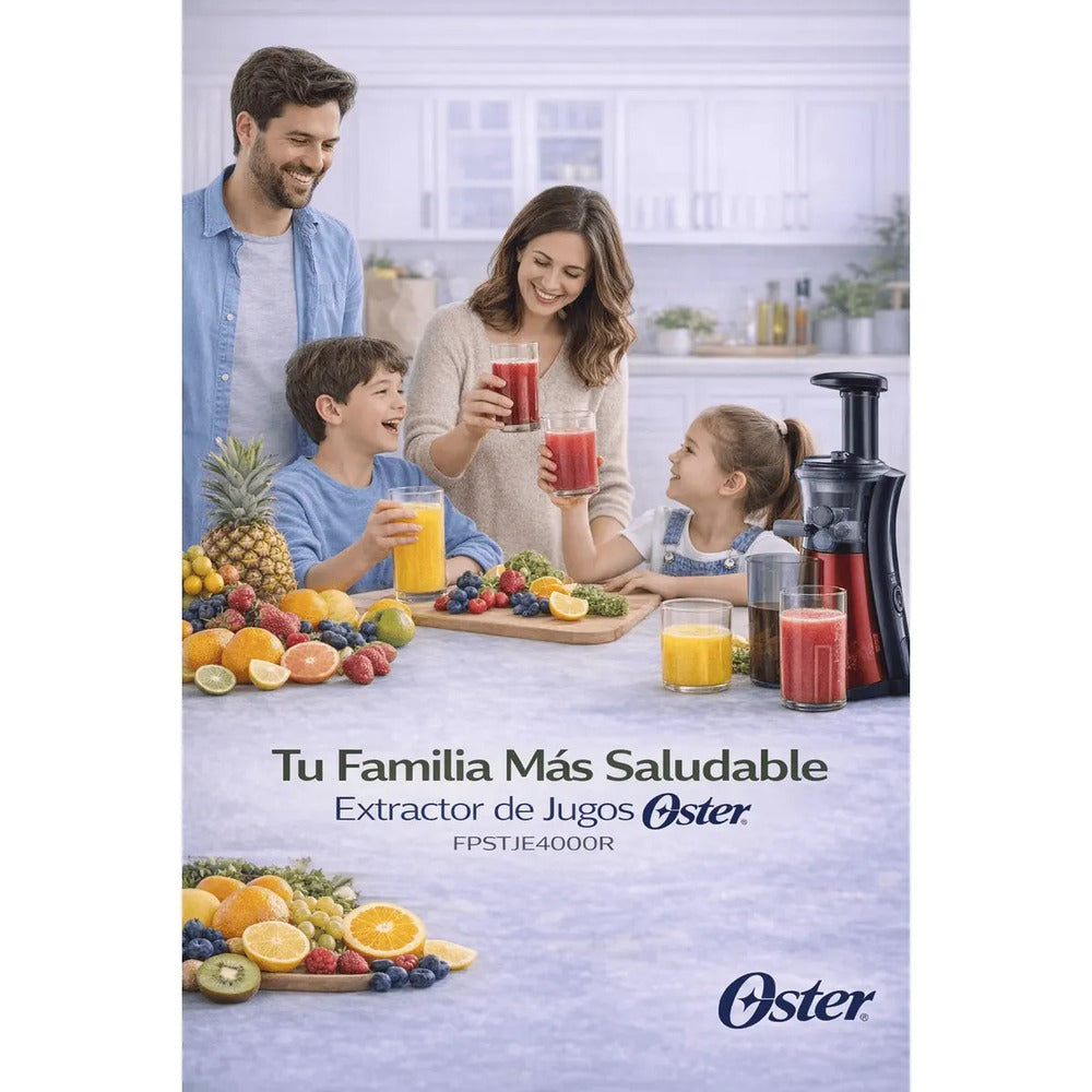Extractor de Jugos Oster Prensado en Frío 150W Slow Juicer Más Nutrientes y Menos Espuma FPSTJE4000R