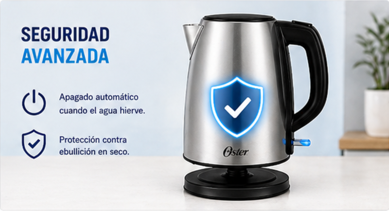 Hervidor Eléctrico Oster BVSTKT673SS 1.7L Acero Inoxidable 2200W Base 360°
