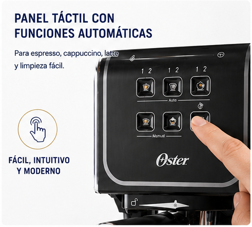 Cafetera Oster Prima Latte Touch BVSTEM6801M Con Bomba Italiana Compatible Cappuccino Latte Espresso