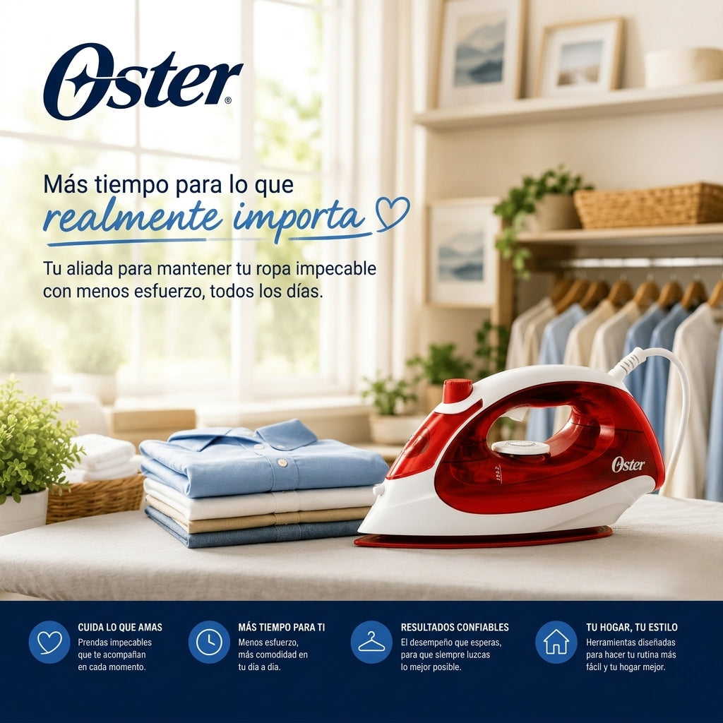 Plancha de Vapor Oster GCSTBS5004 Compacta 1400W Suela Antiadherente Cable Giratorio 360°