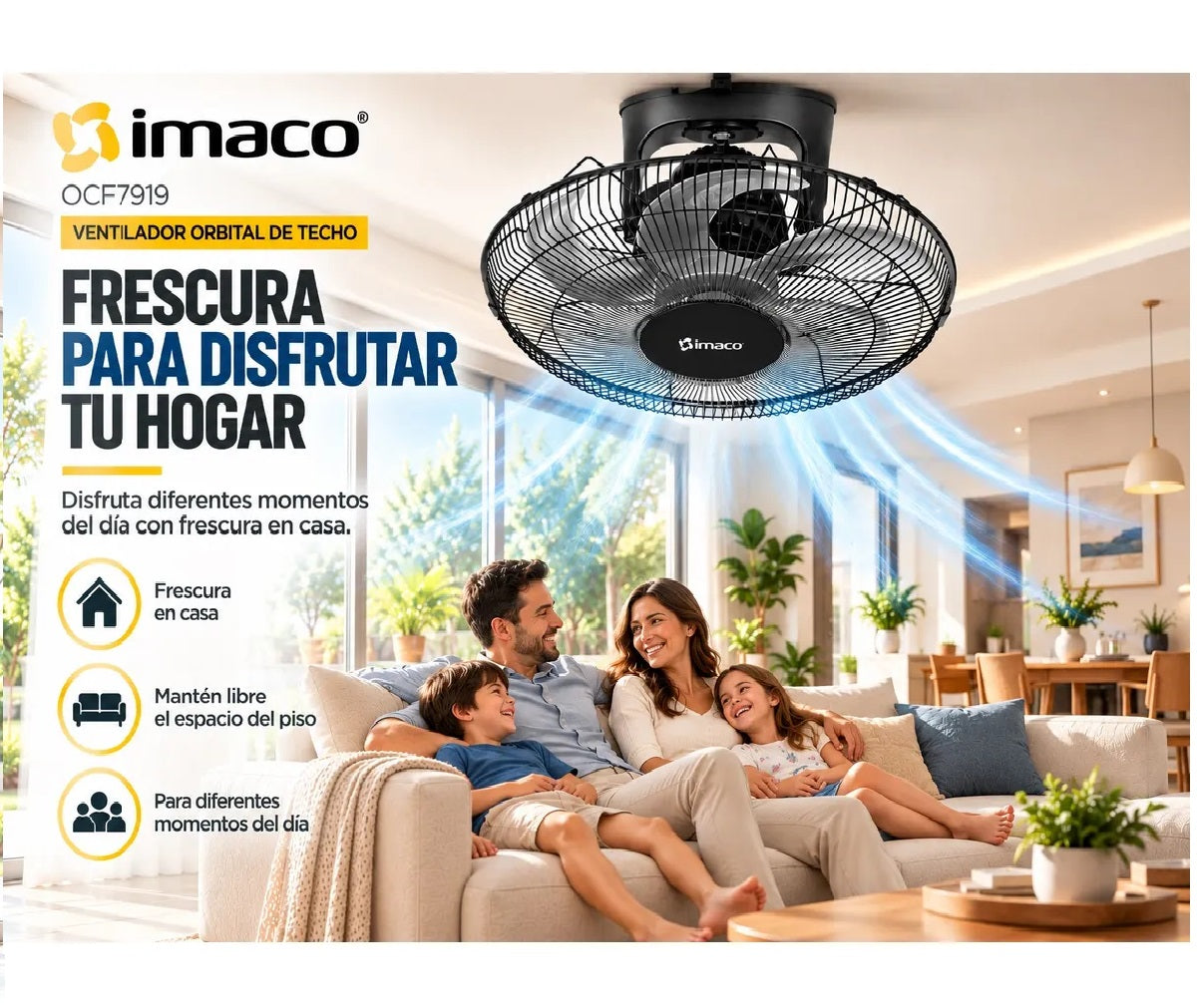 Ventilador Orbital de Techo IMACO OCF7919 18" 6 Aspas 3 Velocidades 85 W