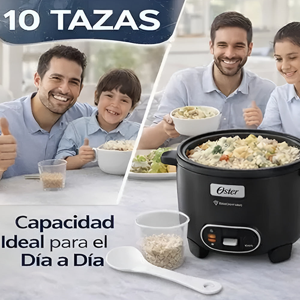 Arrocera Oster 10 Tazas 3 en 1 con Sofrito y Vaporera - Antiadherente DiamondForce CKSTRC10DFBLK