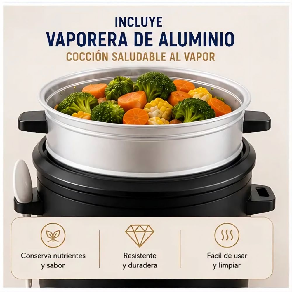 Arrocera Oster 15 Tazas 3 en 1 con Sofrito y Vaporera - Antiadherente DiamondForce CKSTRC15DFBLK