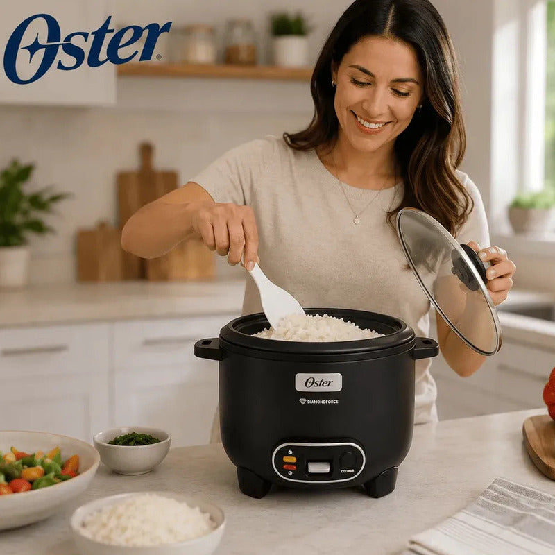 Arrocera Oster 15 Tazas 3 en 1 con Sofrito y Vaporera - Antiadherente DiamondForce CKSTRC15DFBLK