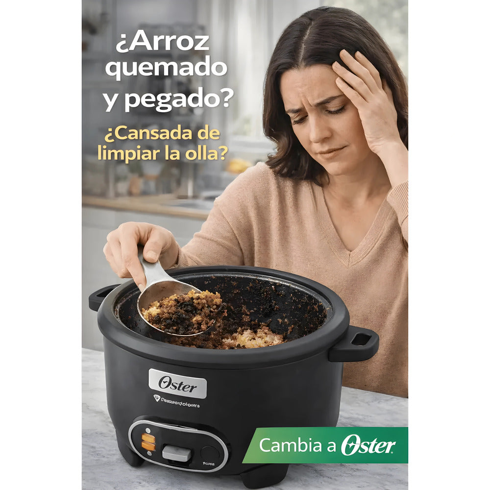 Arrocera Oster 10 Tazas 3 en 1 con Sofrito y Vaporera - Antiadherente DiamondForce CKSTRC10DFBLK