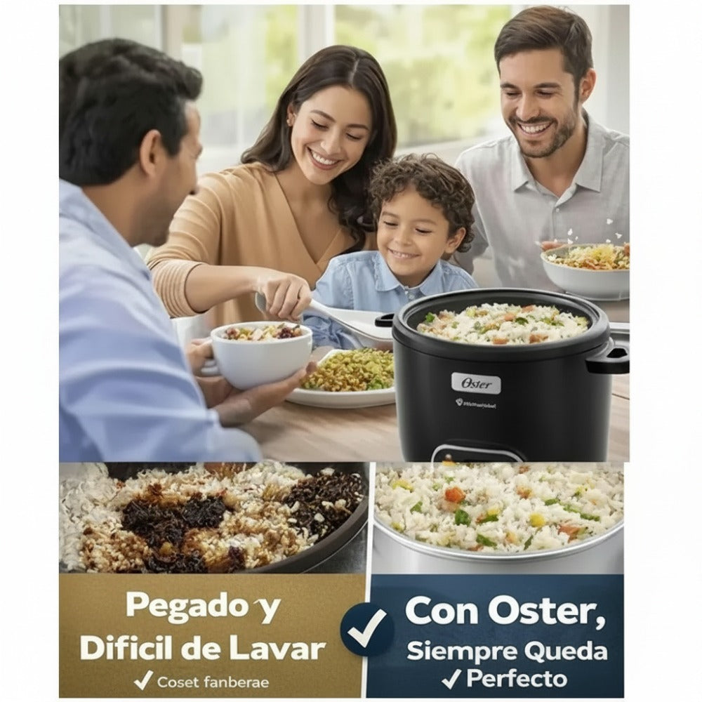 Arrocera Oster 15 Tazas 3 en 1 con Sofrito y Vaporera - Antiadherente DiamondForce CKSTRC15DFBLK