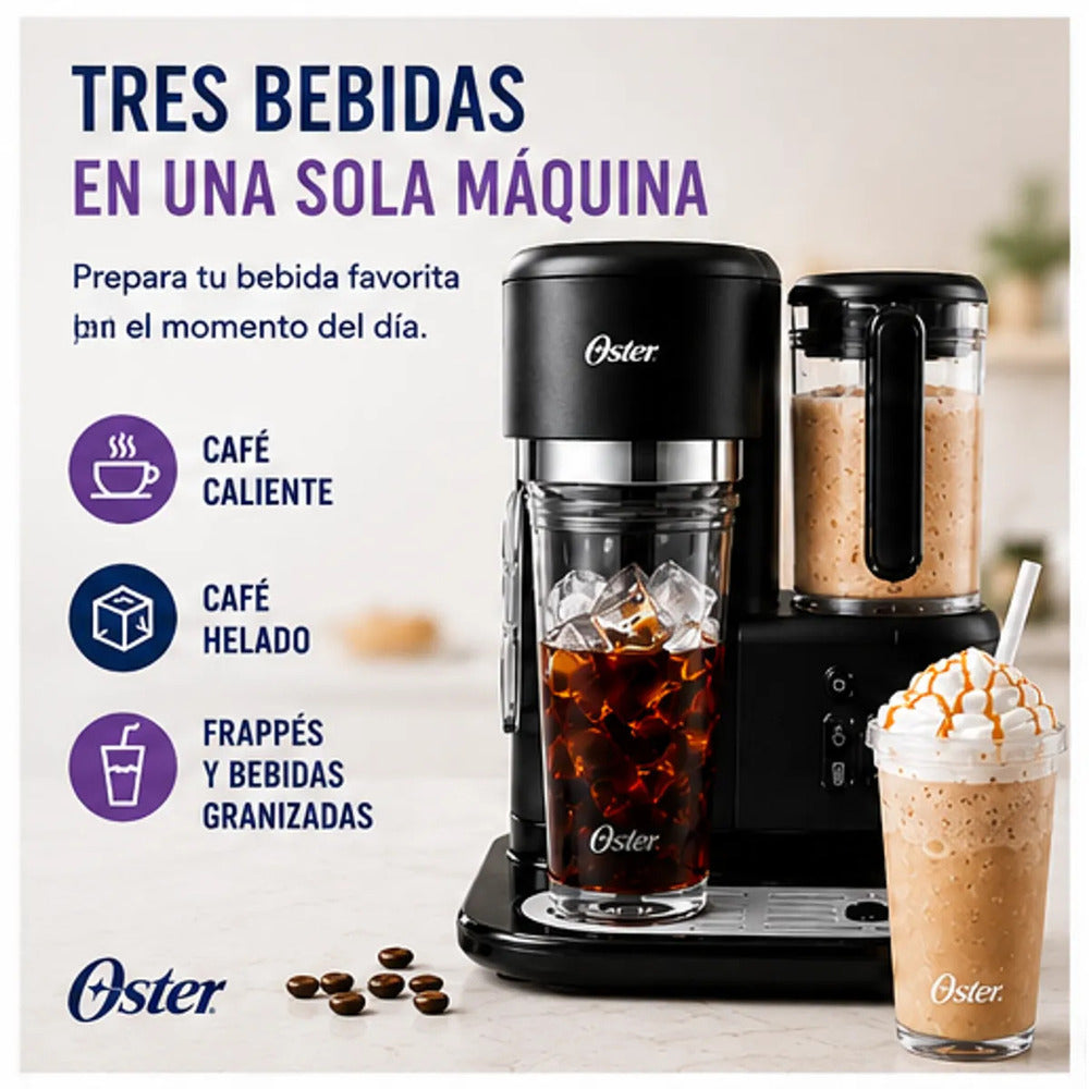 Cafetera Frappé Oster BVSTDC03B 3 en 1 Con Licuadora Integrada 900W Vaso 650ml