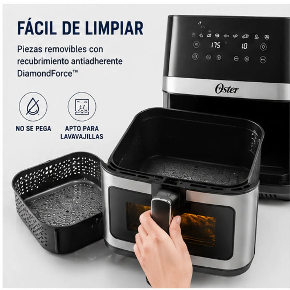 Freidora de Aire Oster CKSTAF75WDSSDF 7.5L Digital DiamondForce Ventana Luz Interna