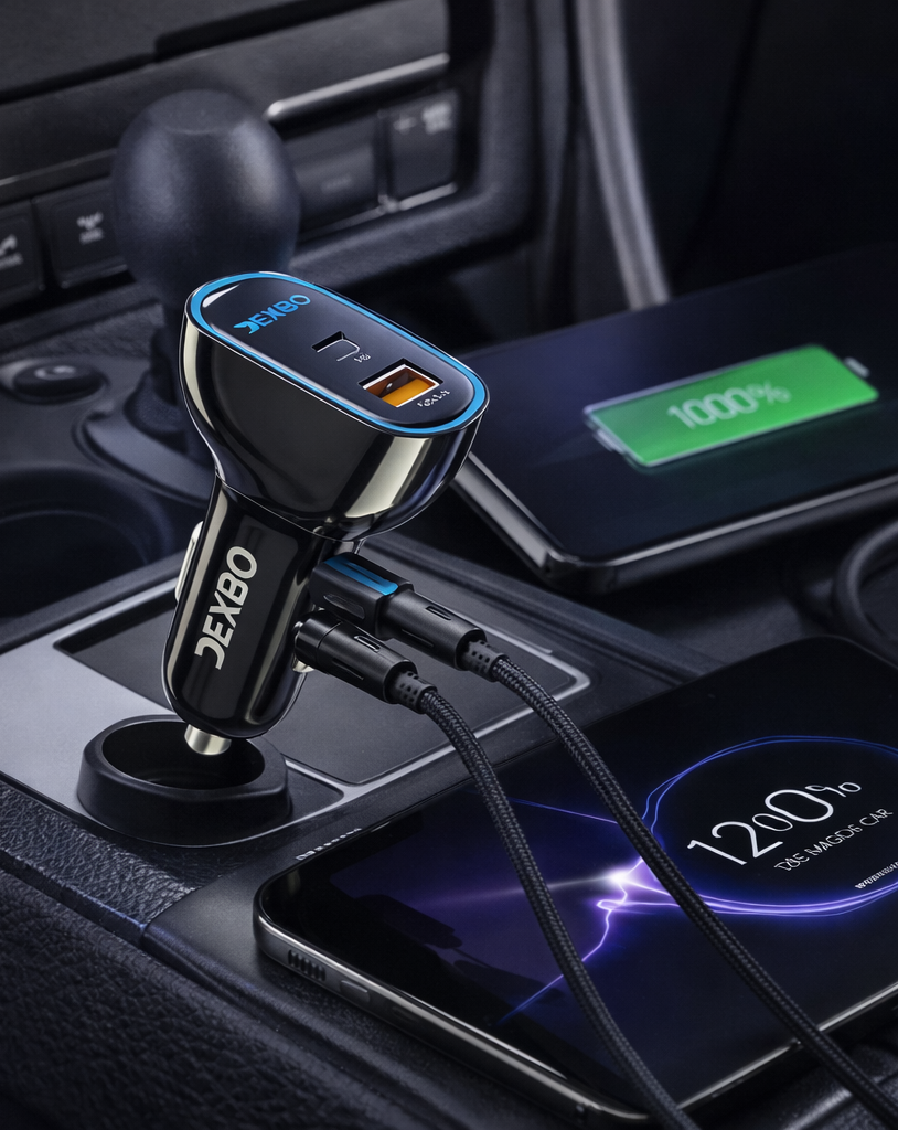 Cargador de Carro DEXBO 120W USB + Type-C PD Modelo DE-E5194