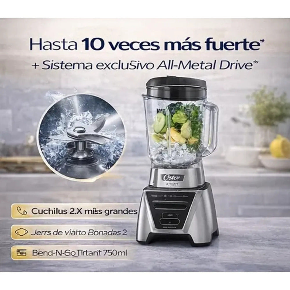 Licuadora Oster Xpert Series BLST3A-CPG 1500W Vaso Vidrio 2L + Vaso Personal 750ml Reversible