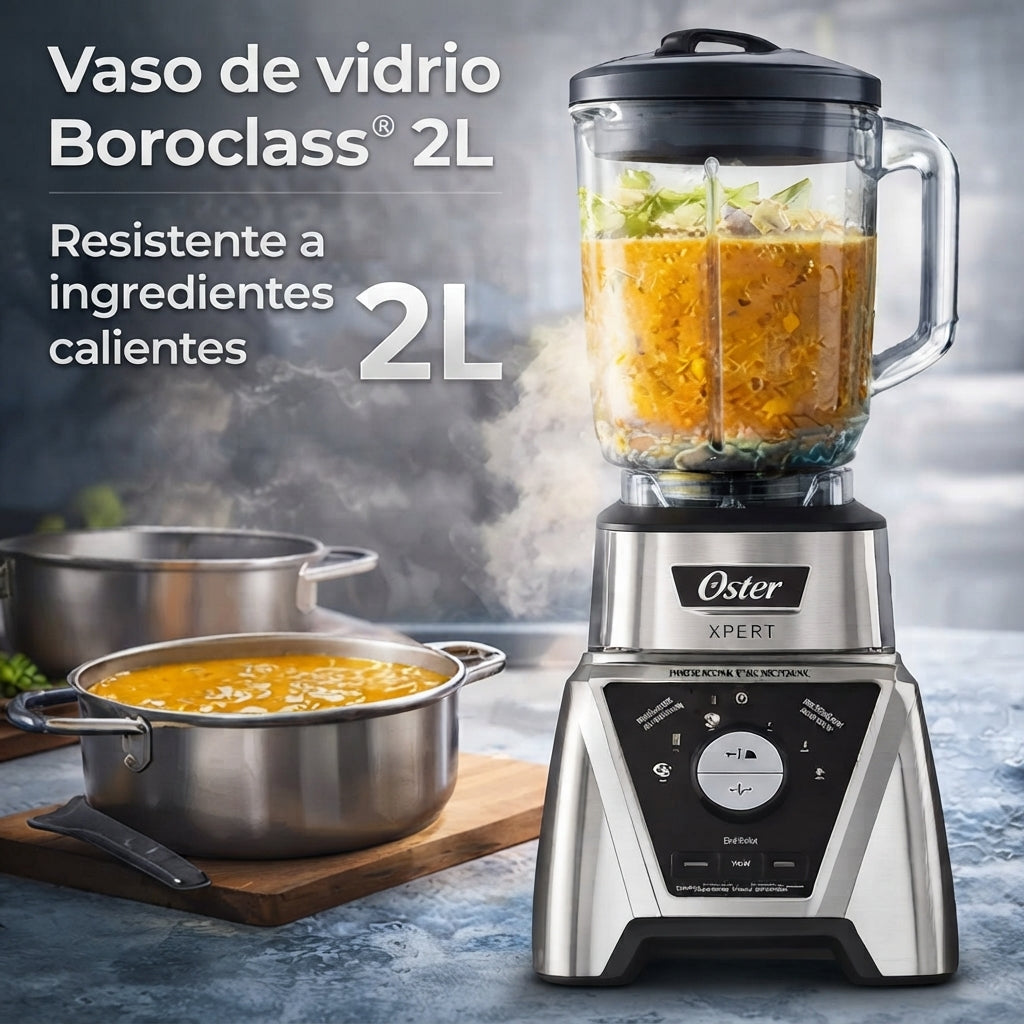 Licuadora Oster Xpert 1500W Tecnología Reversible Vaso Vidrio 2L + Blend N Go 750ml BLST3B-CPG