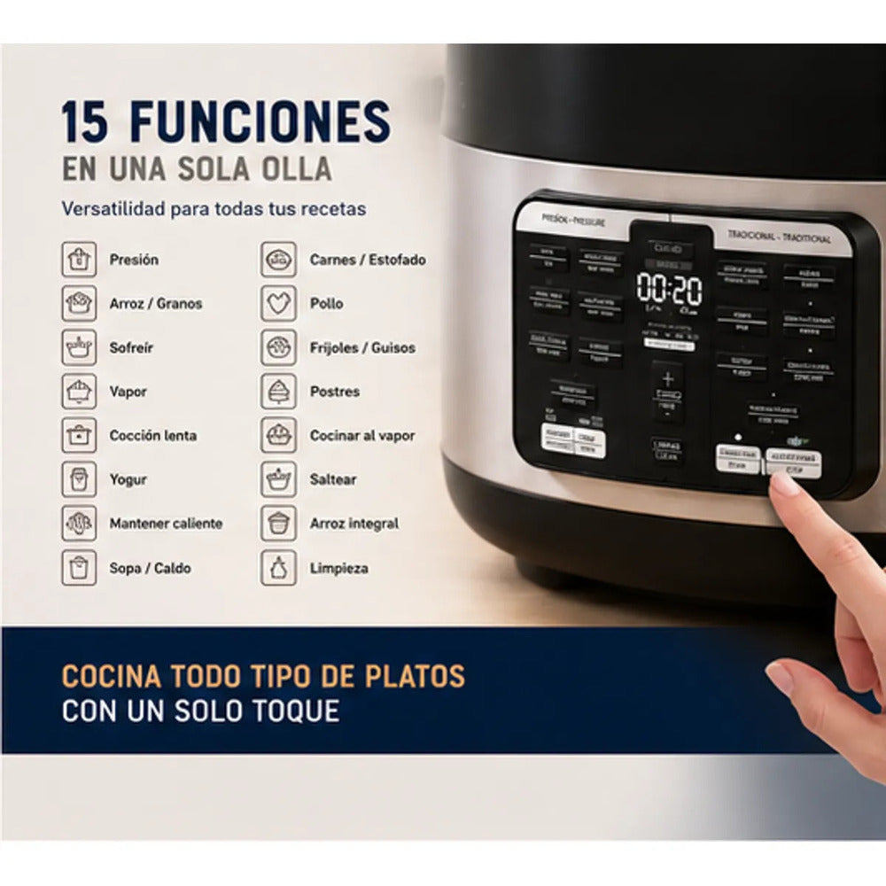Olla Multifunción Oster CKSTPCECOV57 5.7L Ovalada 15 Funciones Bioceramic Multiolla Rápida