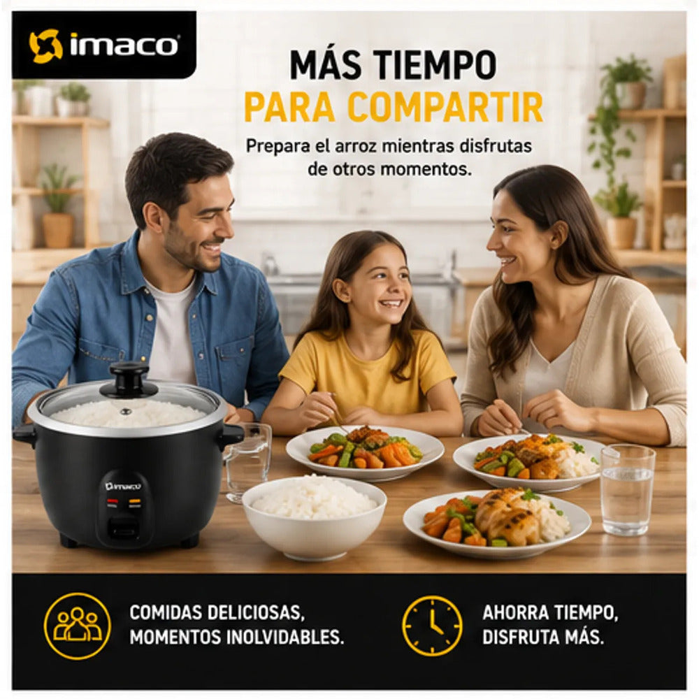 Olla Arrocera Imaco RC15N 1.5L 500W Cocina Automática + Función Mantener Caliente Incluye Taza y Cuchara