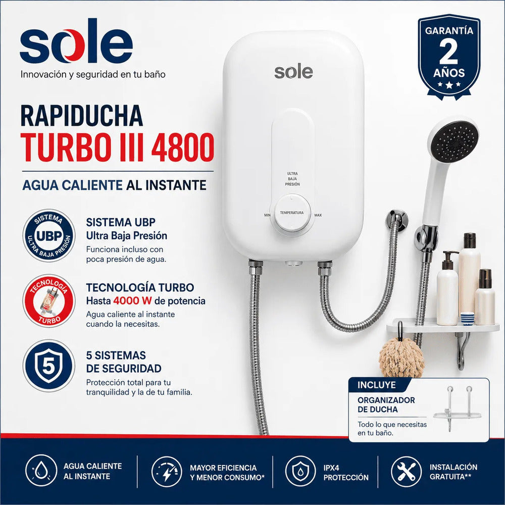 Rapiducha Sole Turbo III 4800 4000W UBP Baja Presión y 5 Sistemas de Seguridad