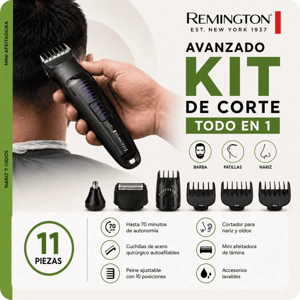 Cortadora De Barba Remington RG029A Kit De Corte Todo En 1 11 Piezas Recargable