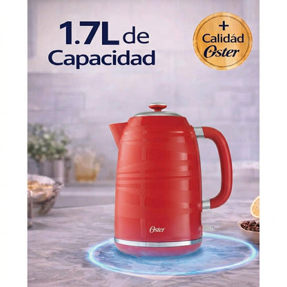 Hervidor Eléctrico Oster 1.7L BVSTKT4177R Rojo 1850W, Auto Apagado y Base 360°
