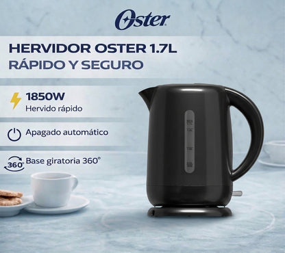 Hervidor Eléctrico Oster 1.7L BVSTKT3101 Negro Base 360° Apagado Automático 1850W