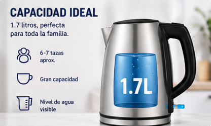 Hervidor Eléctrico Oster BVSTKT673SS 1.7L Acero Inoxidable 2200W Base 360°