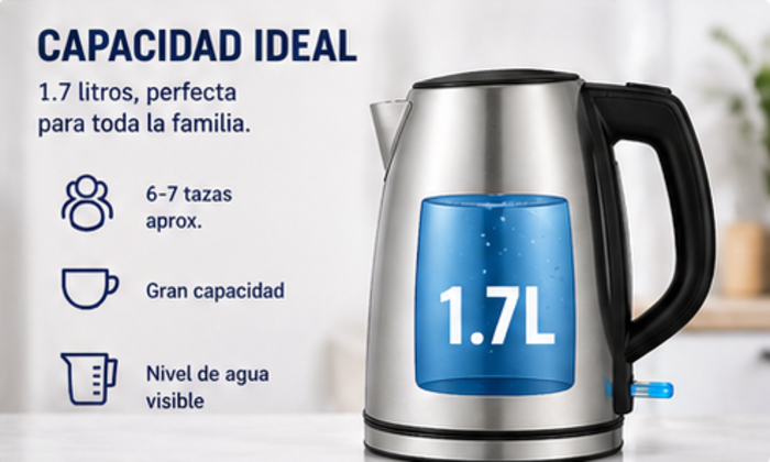 Hervidor Eléctrico Oster BVSTKT673SS 1.7L Acero Inoxidable 2200W Base 360°