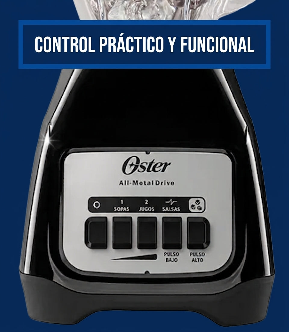 Licuadora Oster 1.5L BLSTKAG-BPB Vaso de Vidrio Boroclass 2 Velocidades + Pulso 800W Negra