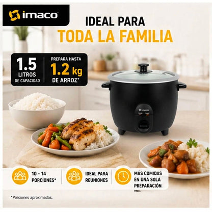 Olla Arrocera Imaco RC15N 1.5L 500W  Cocina Automática + Función Mantener Caliente  Incluye Taza y Cuchara