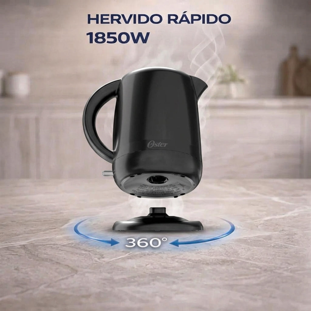Hervidor Eléctrico Oster 1.7L BVSTKT3101 Negro Base 360° Apagado Automático 1850W