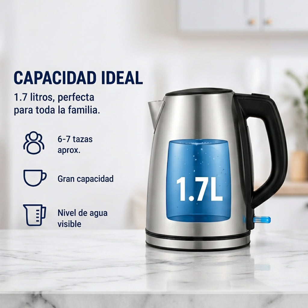 Hervidor Eléctrico Oster BVSTKT673SS 1.7L Acero Inoxidable 1850W Base 360°