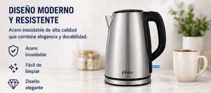 Hervidor Eléctrico Oster BVSTKT673SS 1.7L Acero Inoxidable 2200W Base 360°