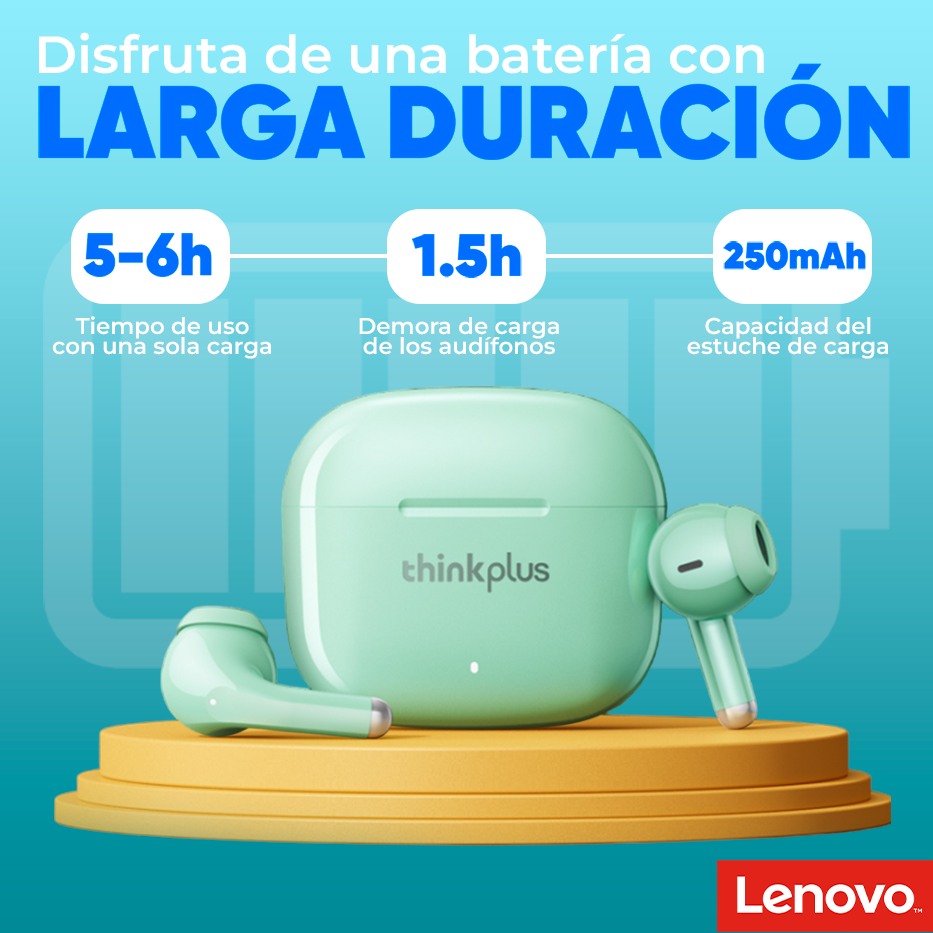 Audifono Inalambrico Lenovo LP40 Verde + Rosado