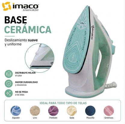 Plancha a Vapor Imaco ETA1615V 1600W Base Cerámica Verde con Spray y Golpe de Vapor
