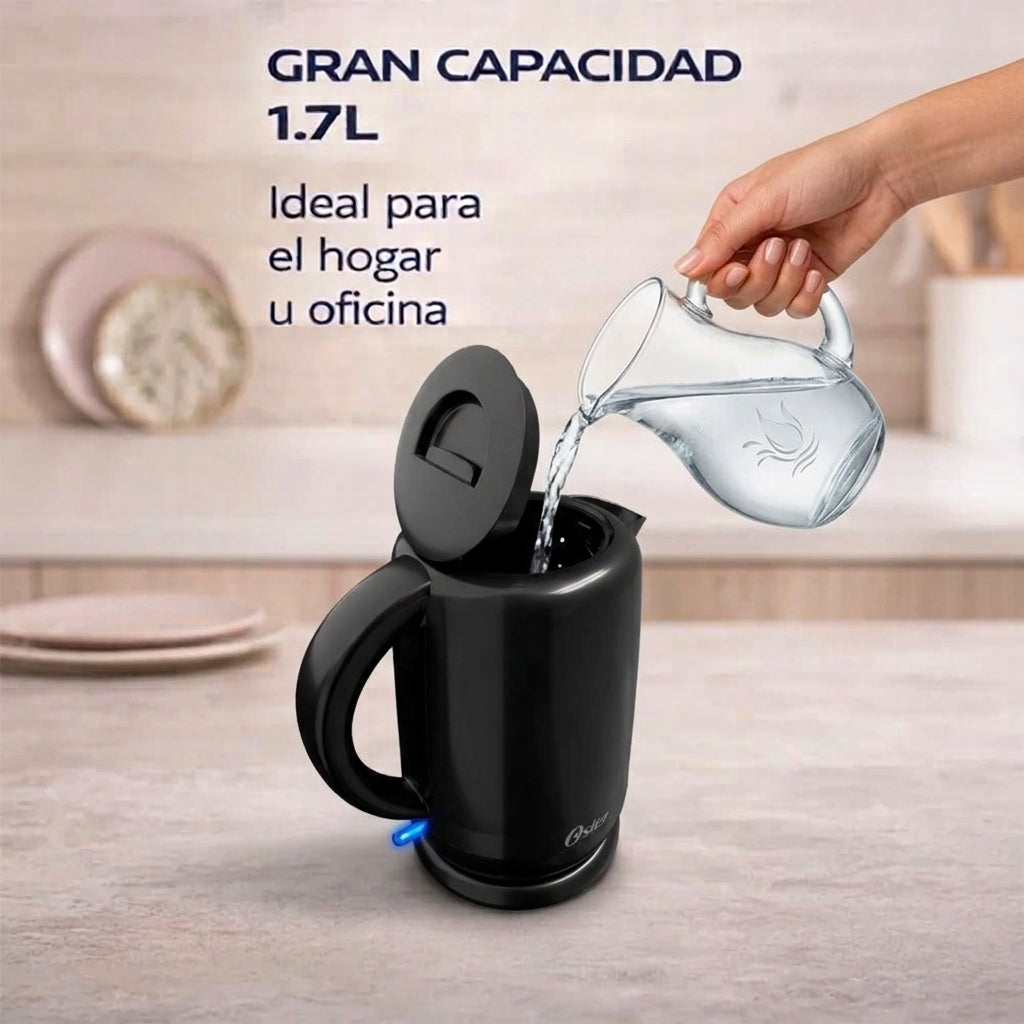 Hervidor Eléctrico Oster 1.7L BVSTKT3101 Negro Base 360° Apagado Automático 1850W