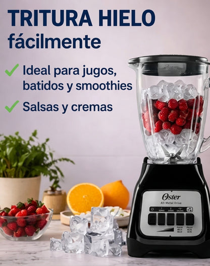 Licuadora Oster 1.5L BLSTKAG-BPB Vaso de Vidrio Boroclass 2 Velocidades + Pulso 800W Negra