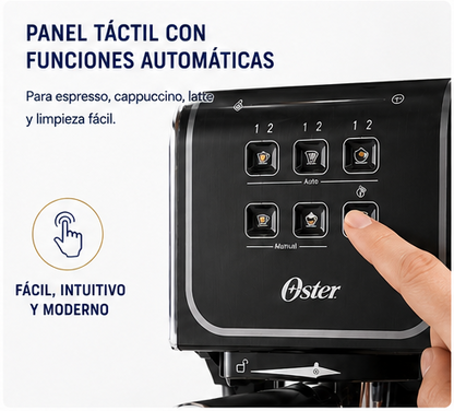 Cafetera Oster Prima Latte Touch BVSTEM6801M Con Bomba Italiana Compatible Cappuccino Latte Espresso