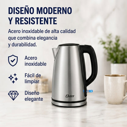 Hervidor Eléctrico Oster BVSTKT673SS 1.7L Acero Inoxidable 1850W Base 360°