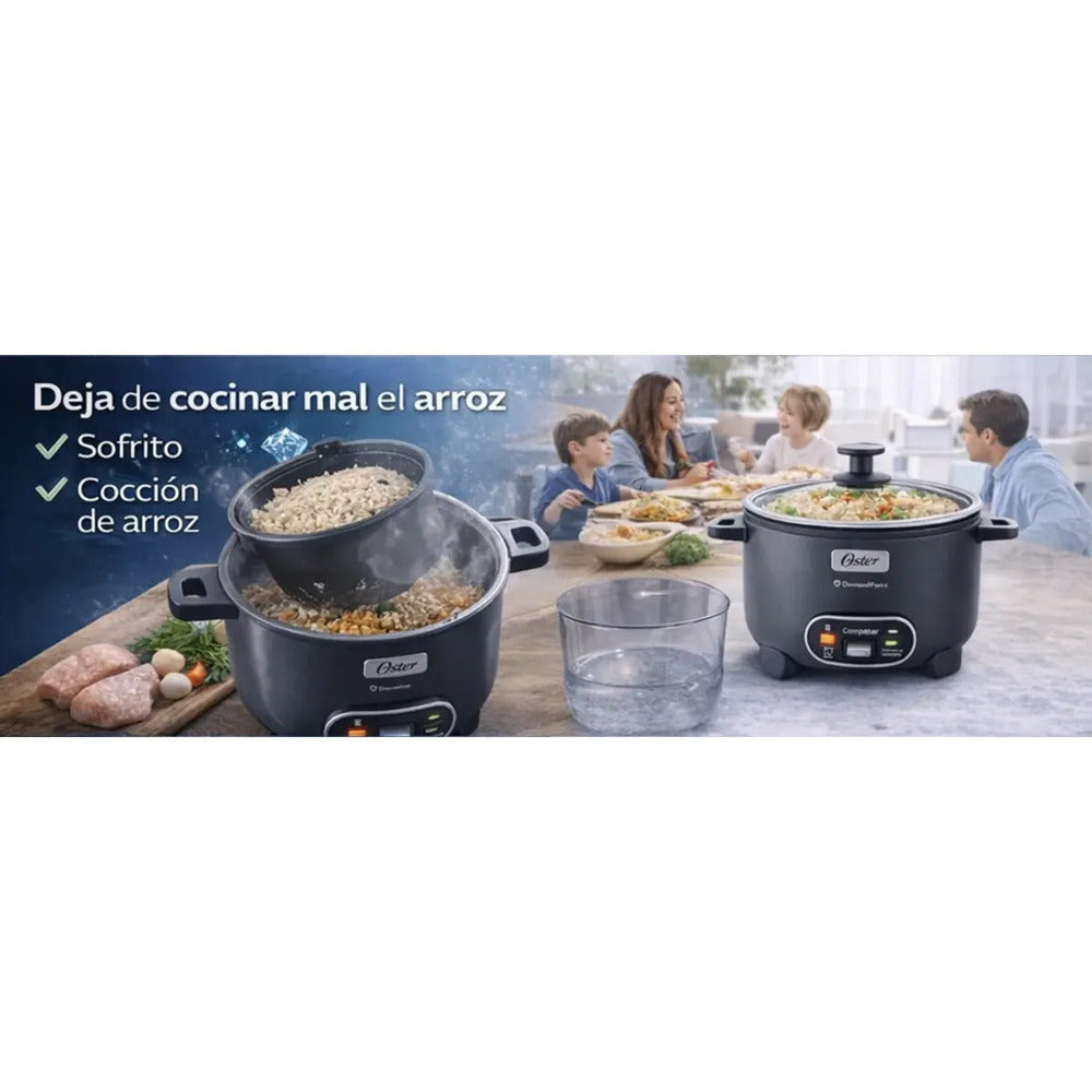 Olla Arrocera Oster 3 en 1 2.2L (12 Tazas) con Sofrito y Vaporera Antiadherente CKSTRC12DFSKE