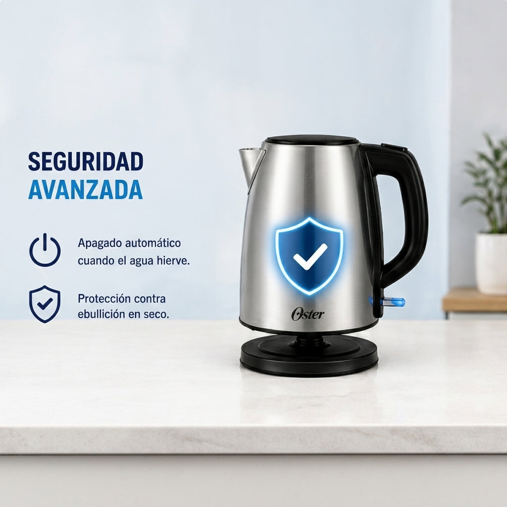 Hervidor Eléctrico Oster BVSTKT673SS 1.7L Acero Inoxidable 1850W Base 360°