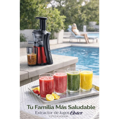 Extractor de Jugos Oster Prensado en Frío 150W Slow Juicer Más Nutrientes y Menos Espuma FPSTJE4000R