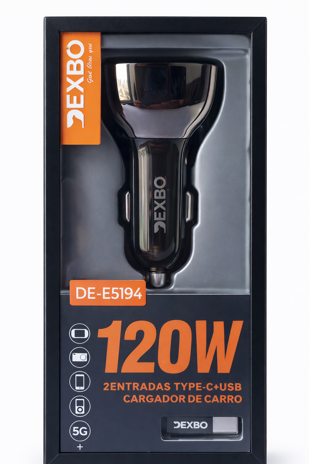Cargador de Carro DEXBO 120W USB + Type-C PD Modelo DE-E5194