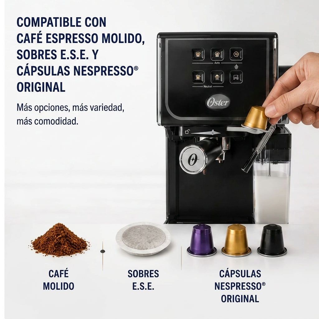 Cafetera Oster Prima Latte Touch BVSTEM6801M Con Bomba Italiana Compatible Cappuccino Latte Espresso