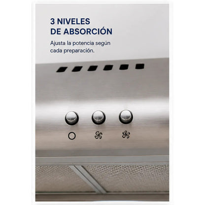 Campana Extractora Sole Hera 60 cm TURE21CO 3 Niveles Acero Inoxidable