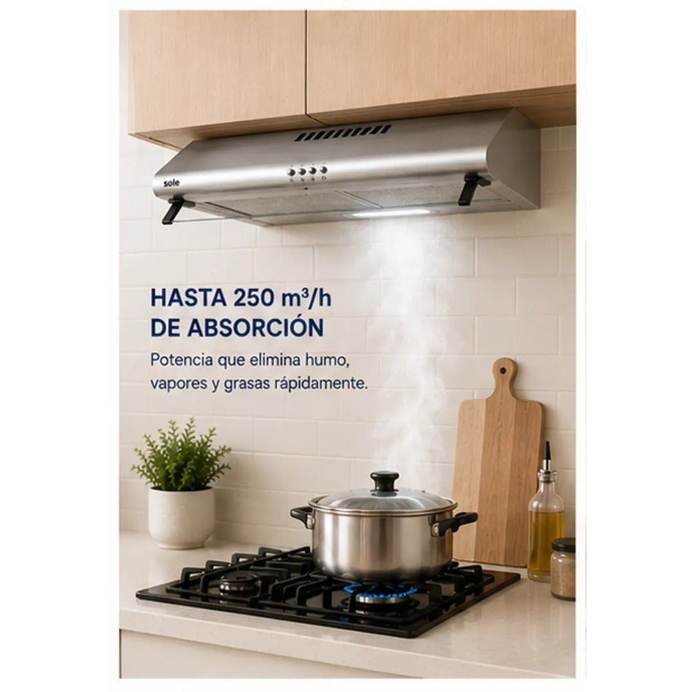 Campana Extractora Sole Hera 60 cm TURE21CO 3 Niveles Acero Inoxidable