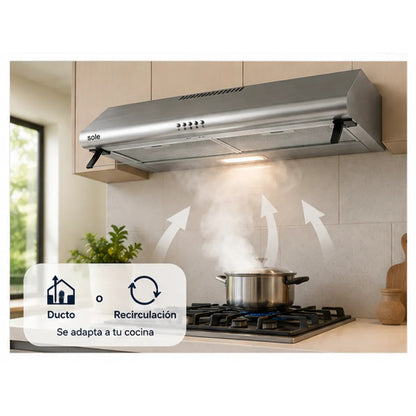 Campana Extractora Sole Hera 80 cm TURE20CO 3 Niveles y Luz LED