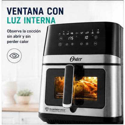 Freidora de Aire Oster CKSTAF75WDSSDF 7.5L Digital DiamondForce Ventana Luz Interna