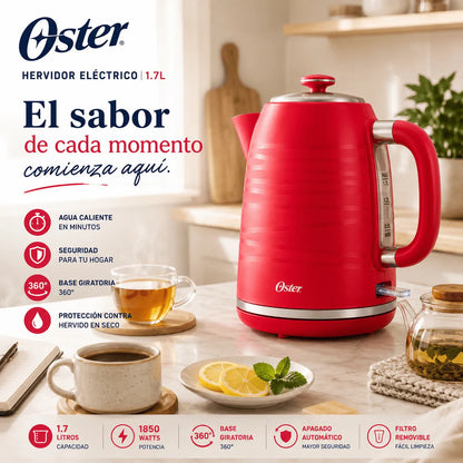 Hervidor Eléctrico Oster BVSTKT4177M 1.7L 1850W con Base 360° y Apagado Automático