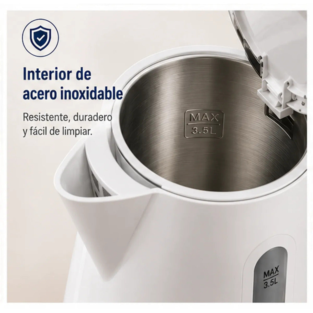 Hervidor Eléctrico Oster BVSTKT35W 3.5 Litros 2200W con Apagado Automático y Base 360°