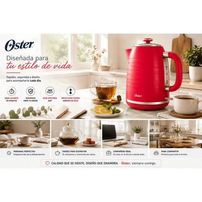 Hervidor Eléctrico Oster BVSTKT4177M 1.7L 1850W con Base 360° y Apagado Automático