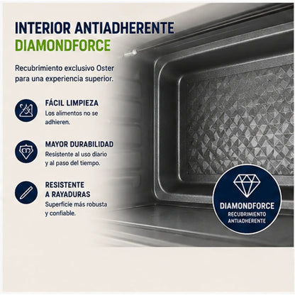 Horno Eléctrico Oster TSSTTV35FDMAFNS 35L con Freidora de Aire 5 en 1 Puerta Francesa Acero Inoxidable