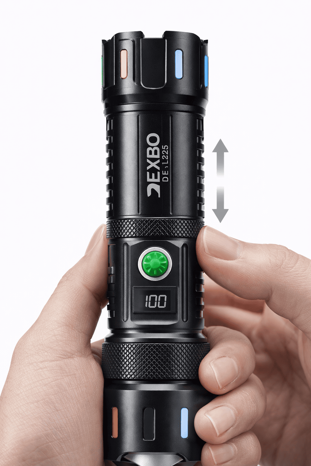 Linterna Táctica DEXBO 60W Recargable Type-C Zoom Modelo DE-L825