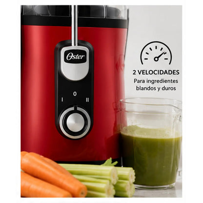Extractor de Jugos Oster FPSTJE317R 600W con Boca Extra Ancha, 2 Velocidades y Jarra de 1.25 L